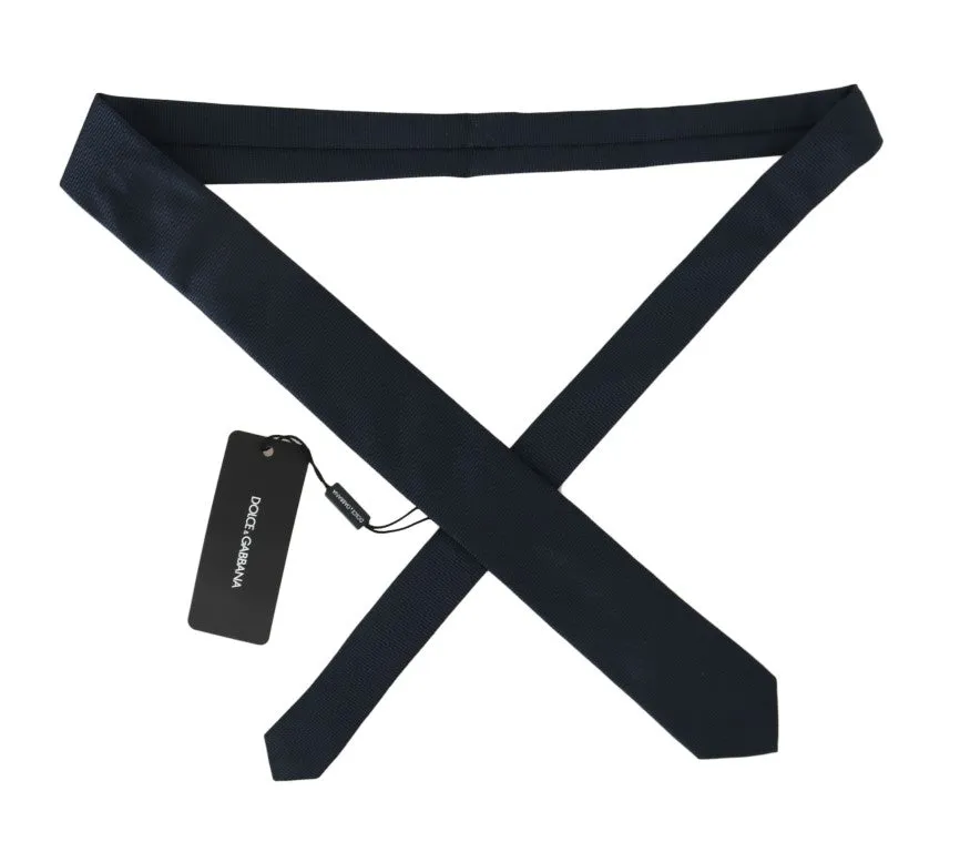 Black Silk Blue Pattern Classic Tie