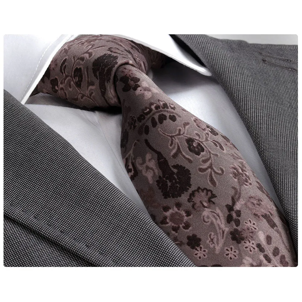 Men's jacquard Brown Paisley Premium Neck Tie With Gift Box